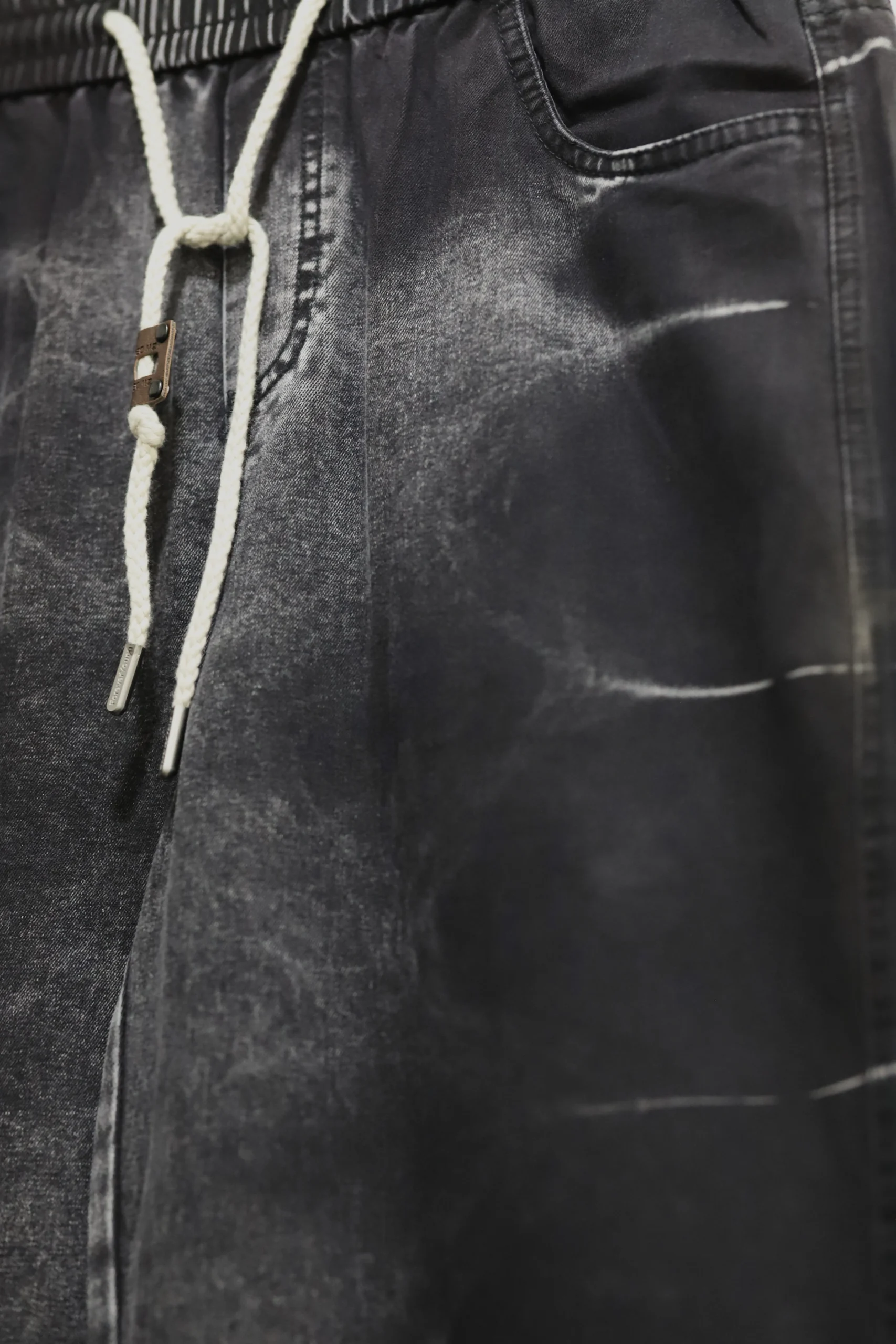 Men's Black Baggy Jeans with White Side Stripes - Image 4