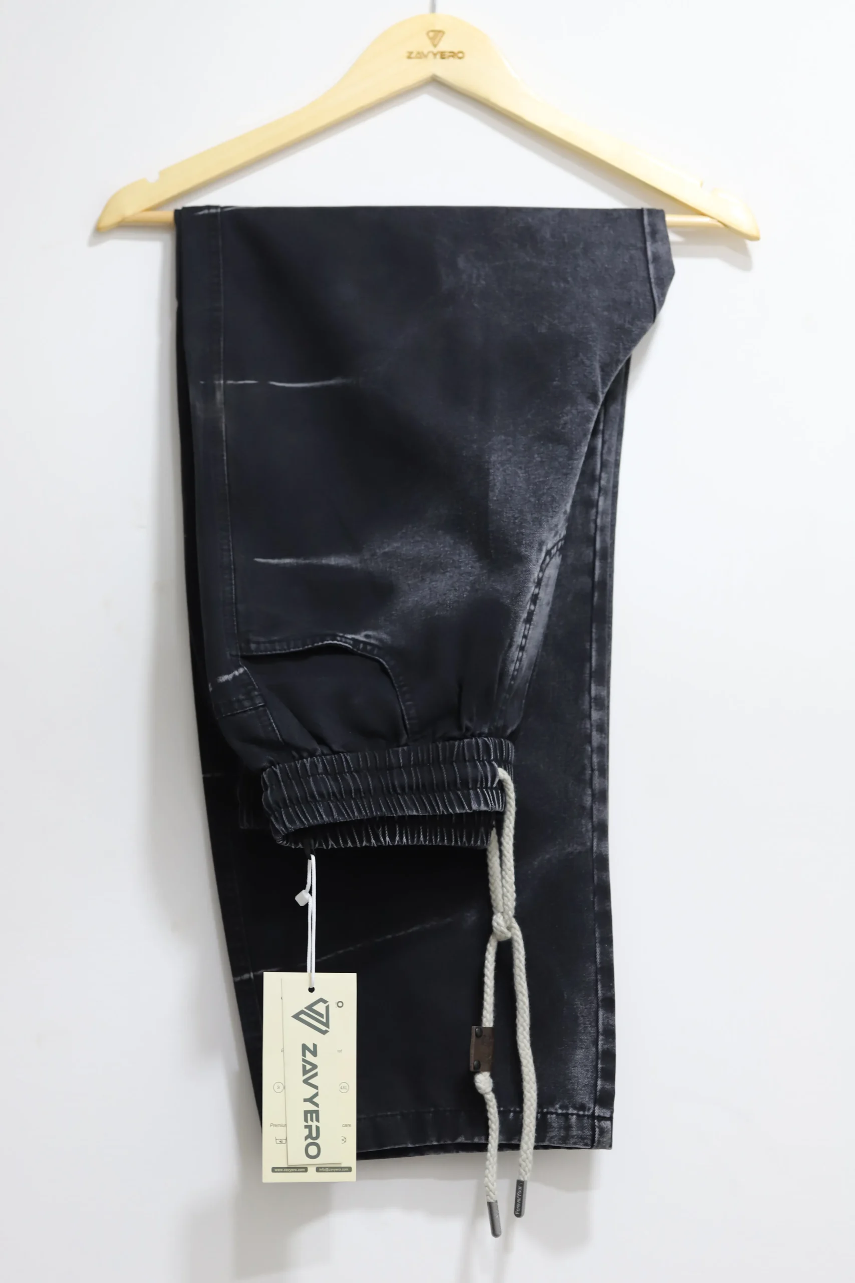 Men's Black Baggy Jeans with White Side Stripes - Image 5