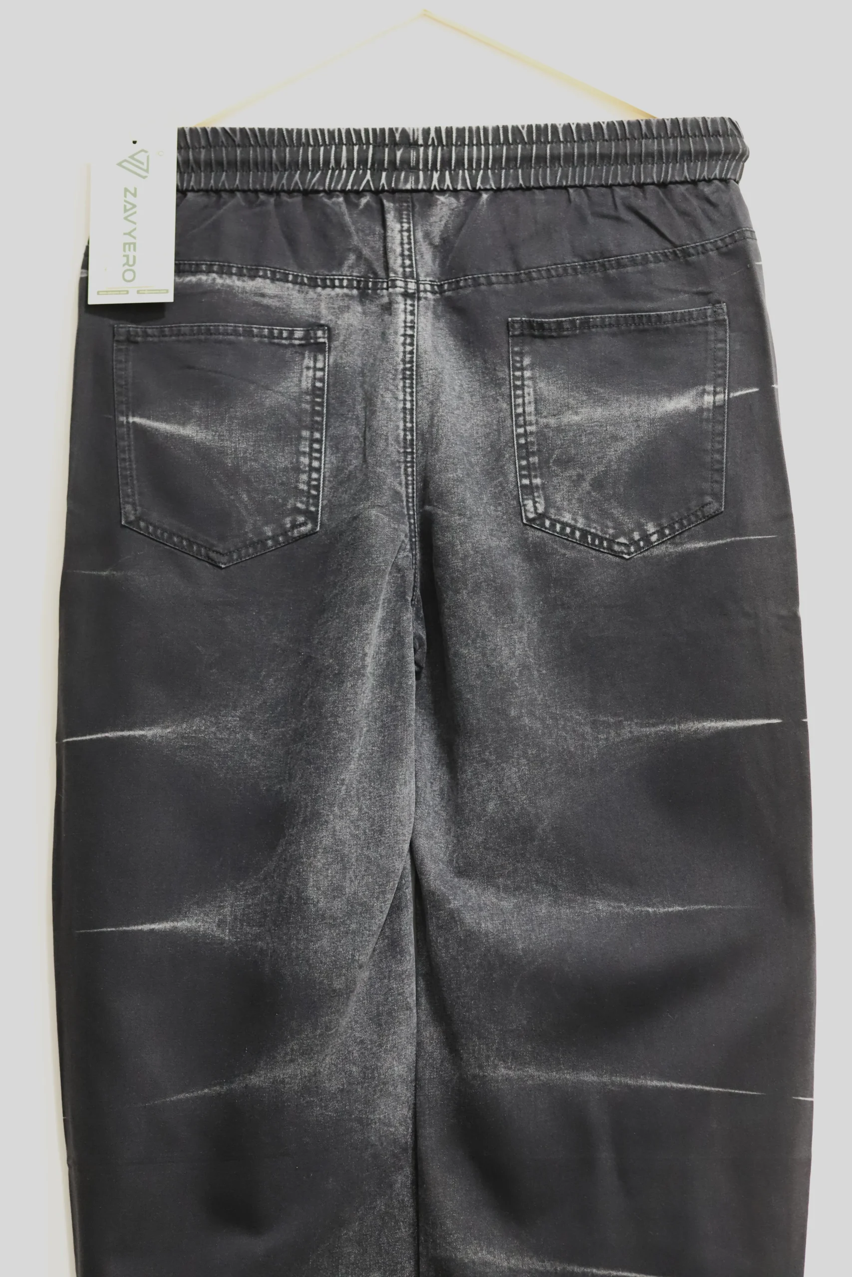 Men's Black Baggy Jeans with White Side Stripes - Image 2