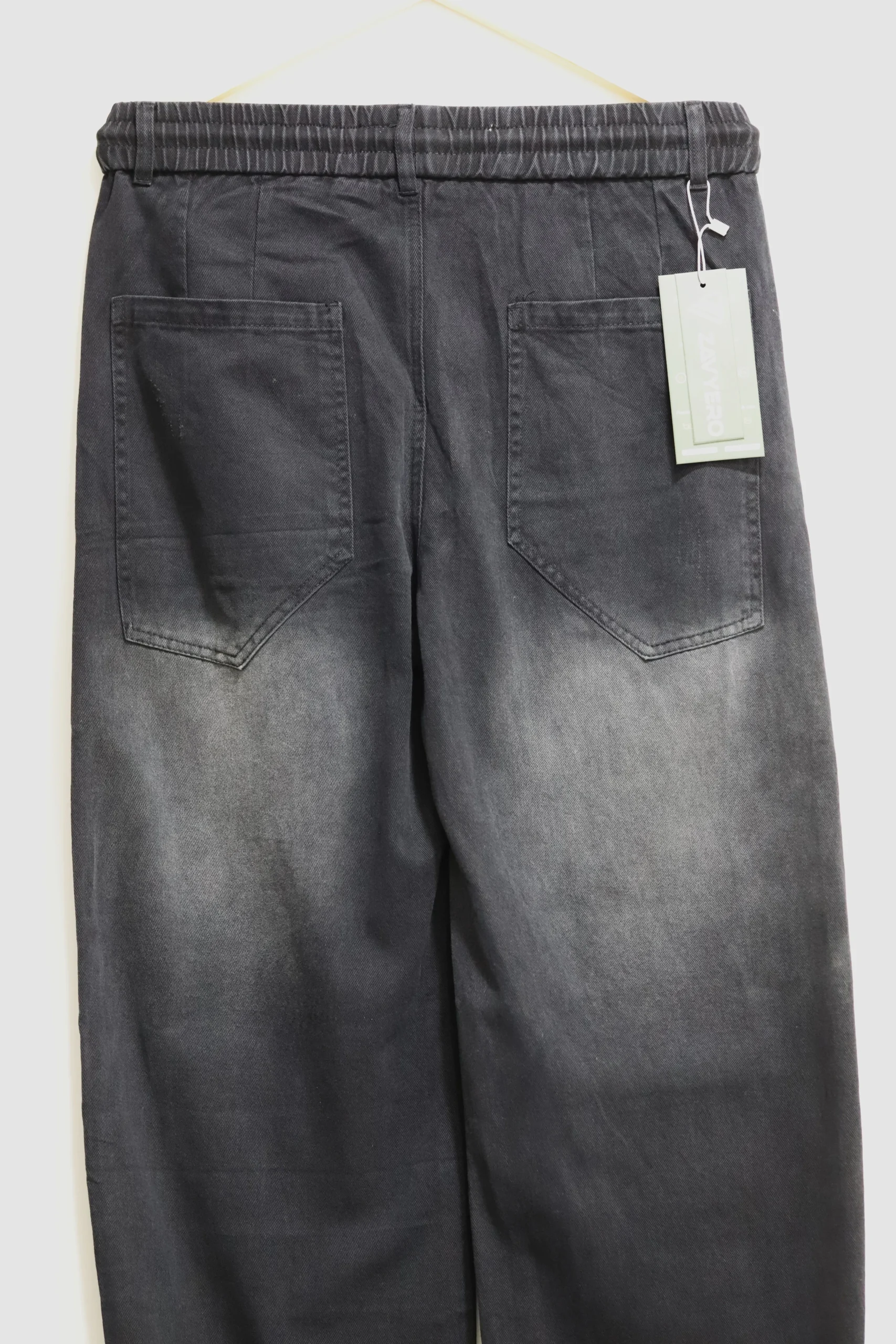 Men's Solid Jet Black Baggy Wide Leg Jeans - Image 5