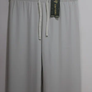 Women’s Light Grey Baggy Trousers – High-Waisted Wide-Leg Cotton Pants