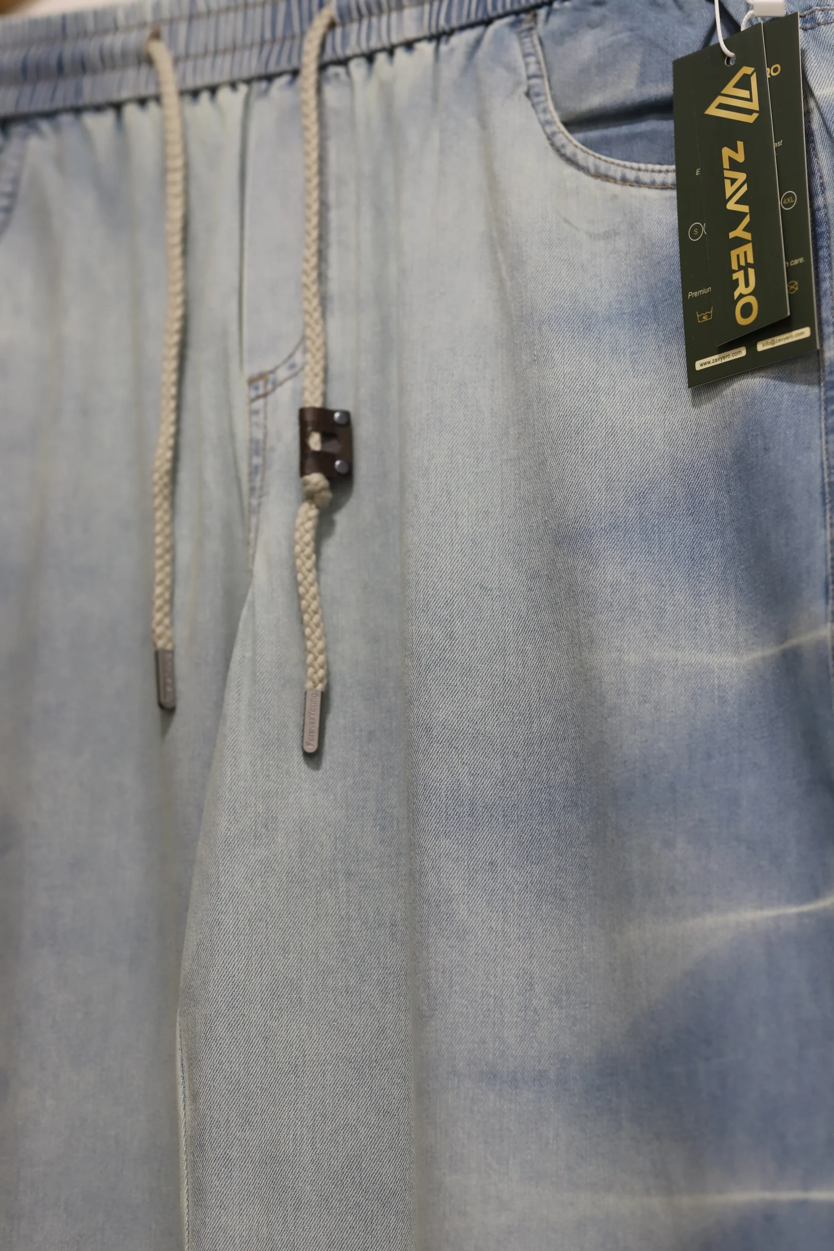 Men's Neon Blue Baggy Jeans with White Side Stripes - Image 3