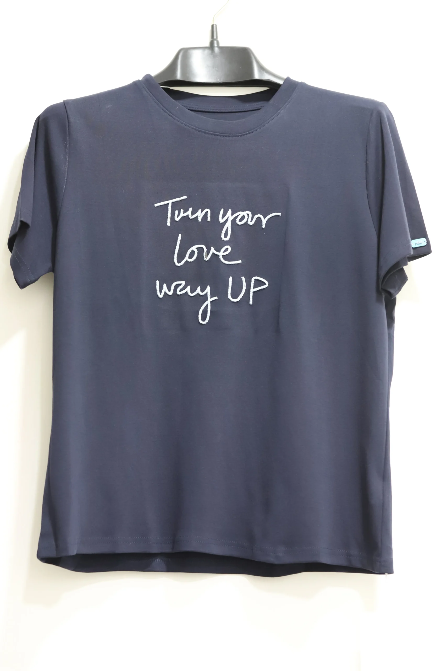 Men's Black Casual Wear Cotton Shirt with Embroidered Lettering