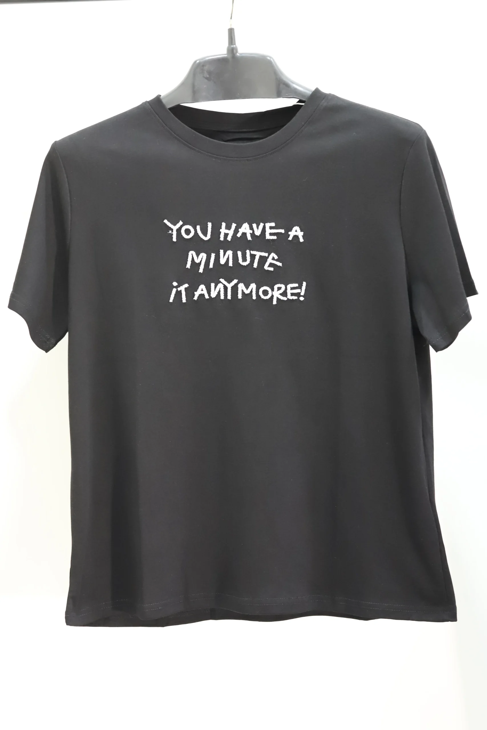 Men's Black Cotton Shirt with Embroidered Lettering