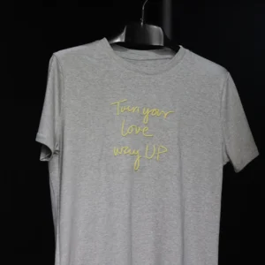 Men's Grey Casual Wear Cotton Shirt with Embroidered Lettering
