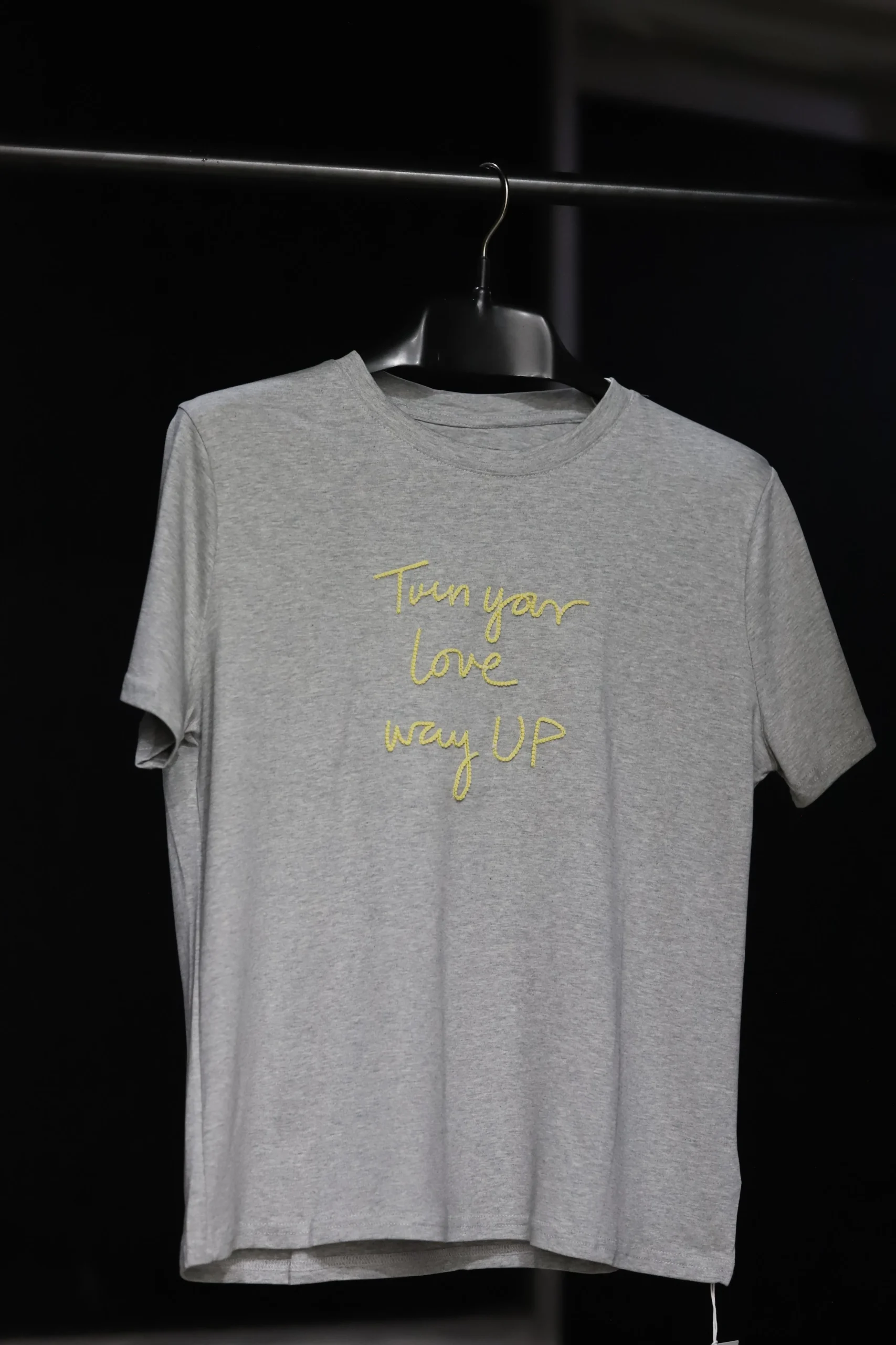 Men's Grey Casual Wear Cotton Shirt with Embroidered Lettering