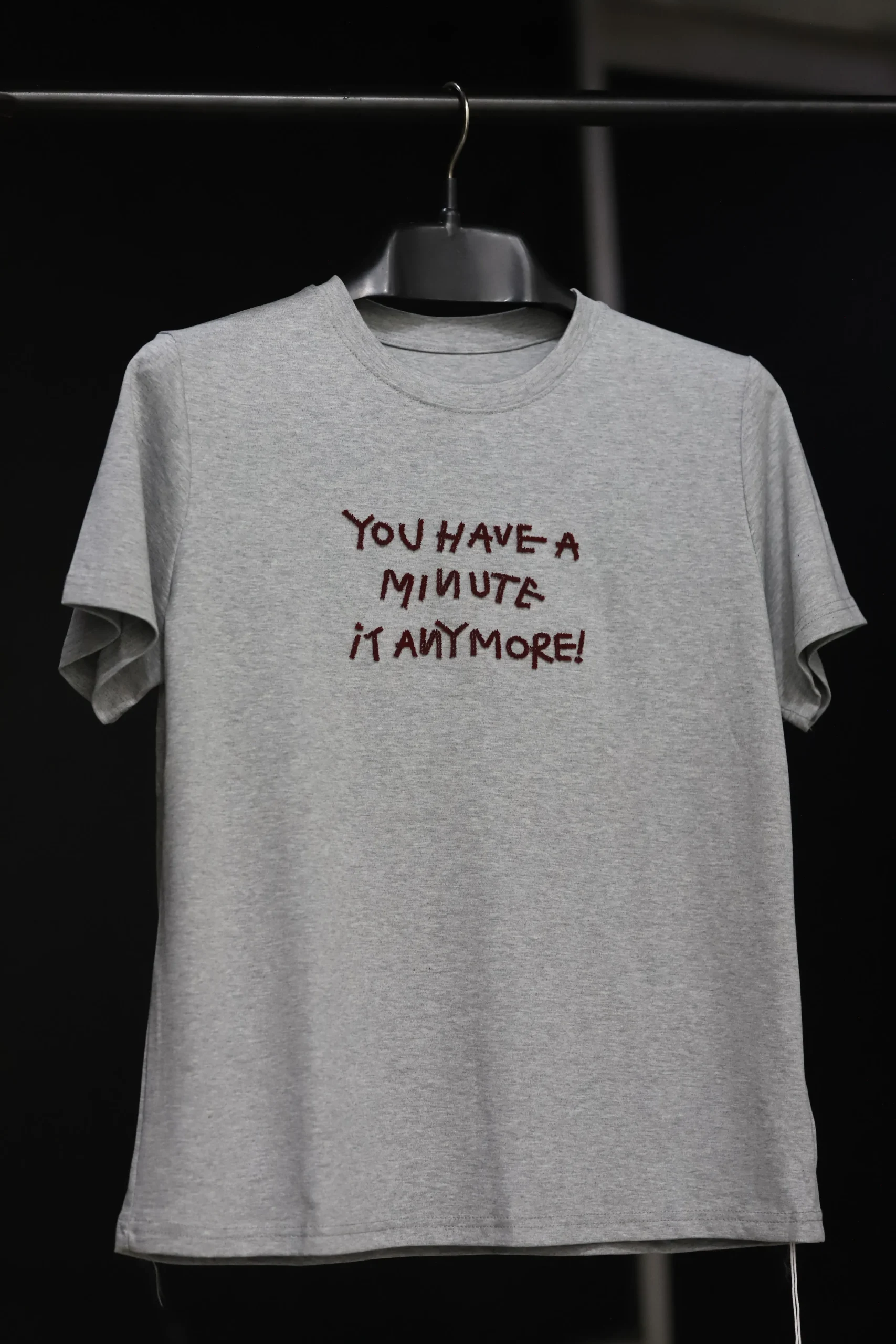 Men's Grey Cotton Shirt with Embroidered Lettering