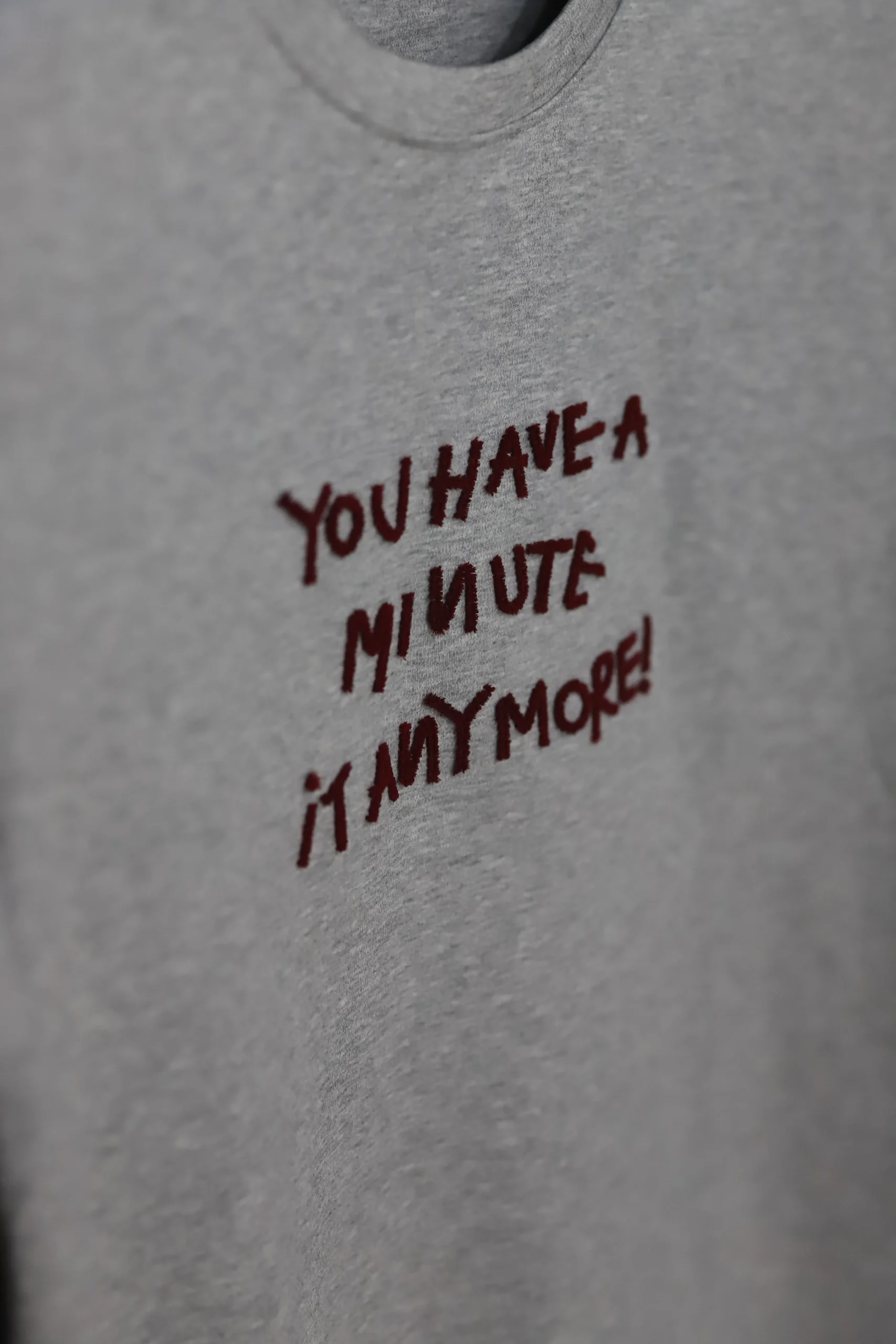 Men's Grey Cotton Shirt with Embroidered Lettering - Image 4