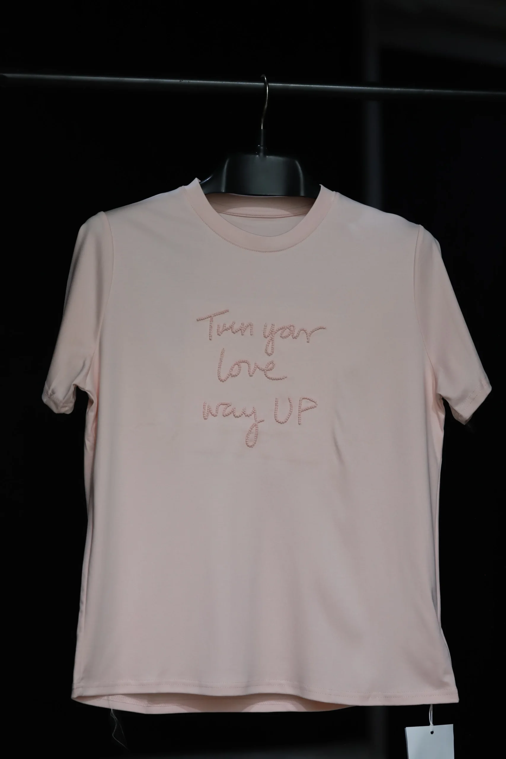 Men's Pink Casual Wear Cotton Shirt with Embroidered Lettering