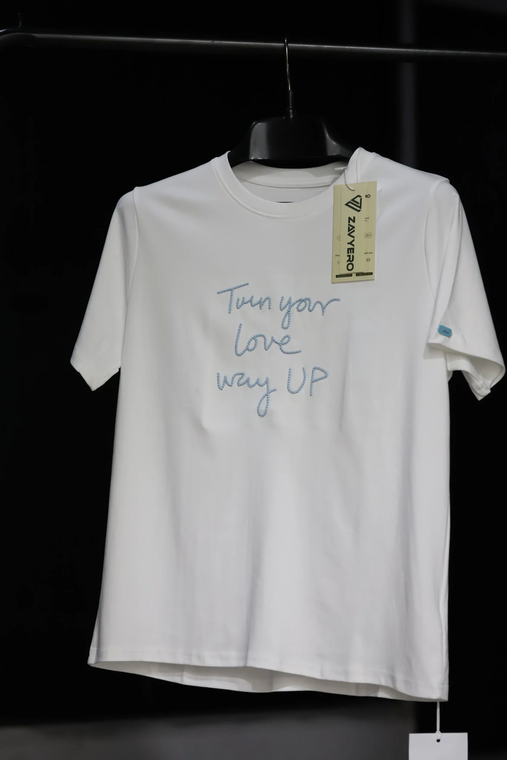 Men's Plain White Casual Wear Cotton Shirt with Embroidered Lettering