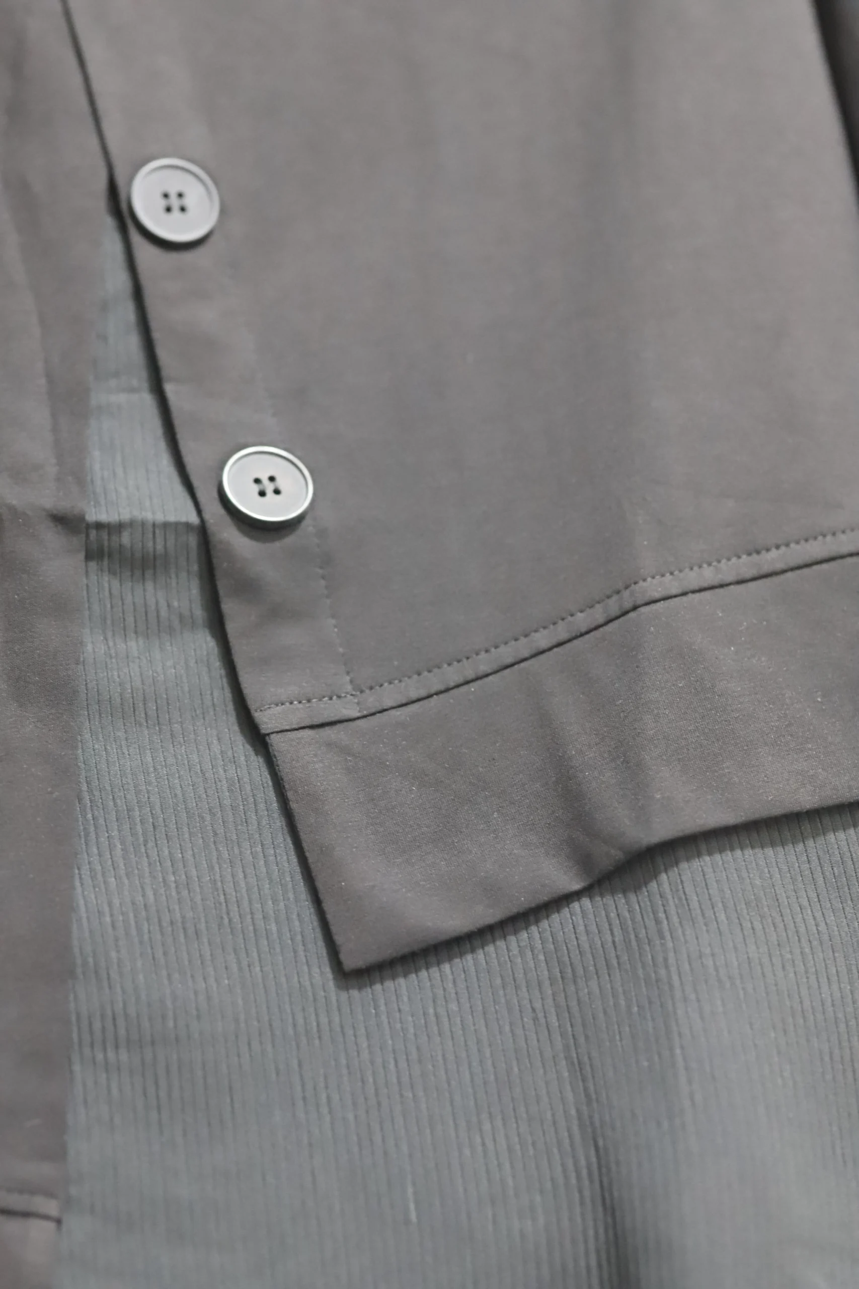Women's Asymmetrical Blush Black Button-Front Top - Image 5