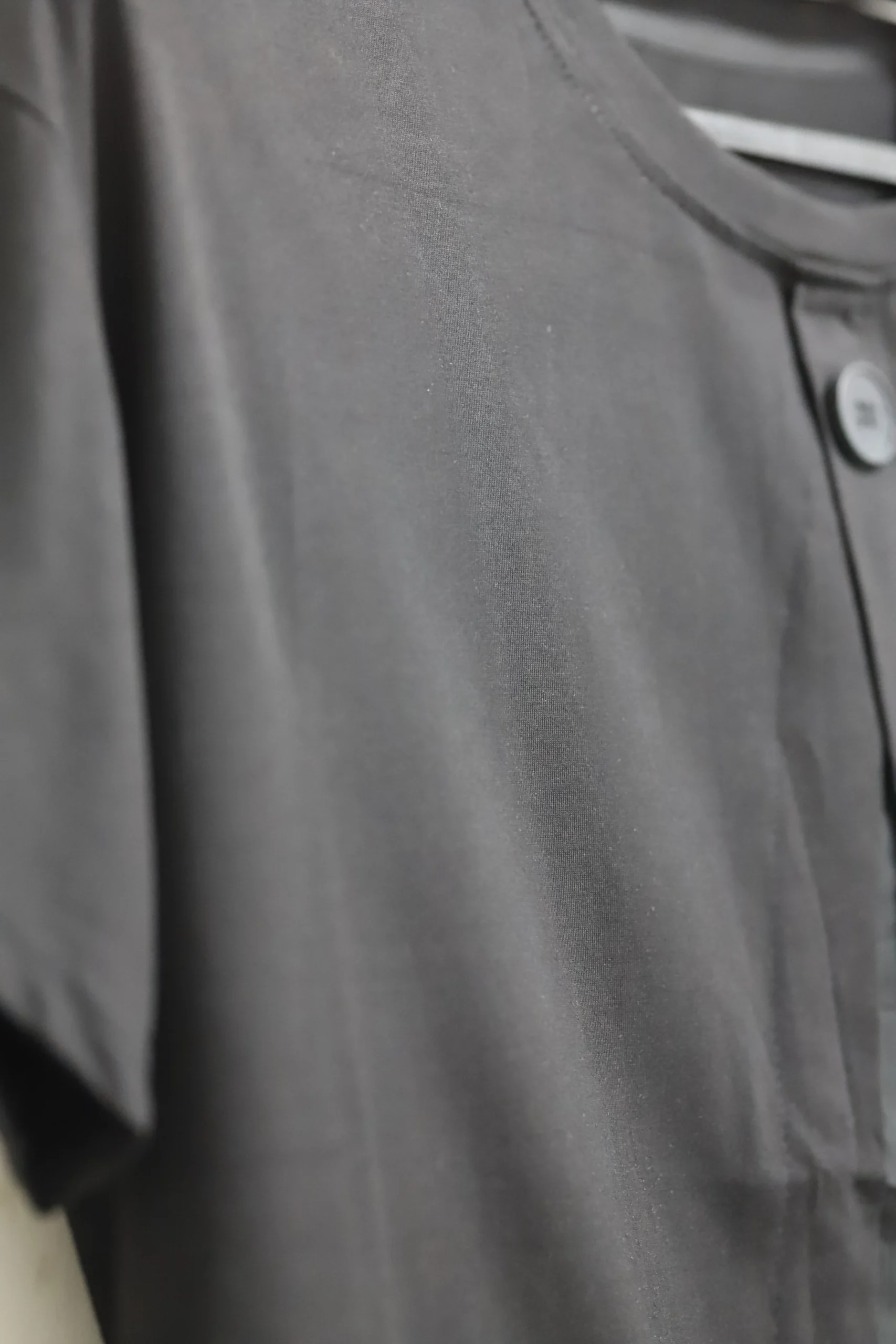 Women's Asymmetrical Blush Black Button-Front Top - Image 3
