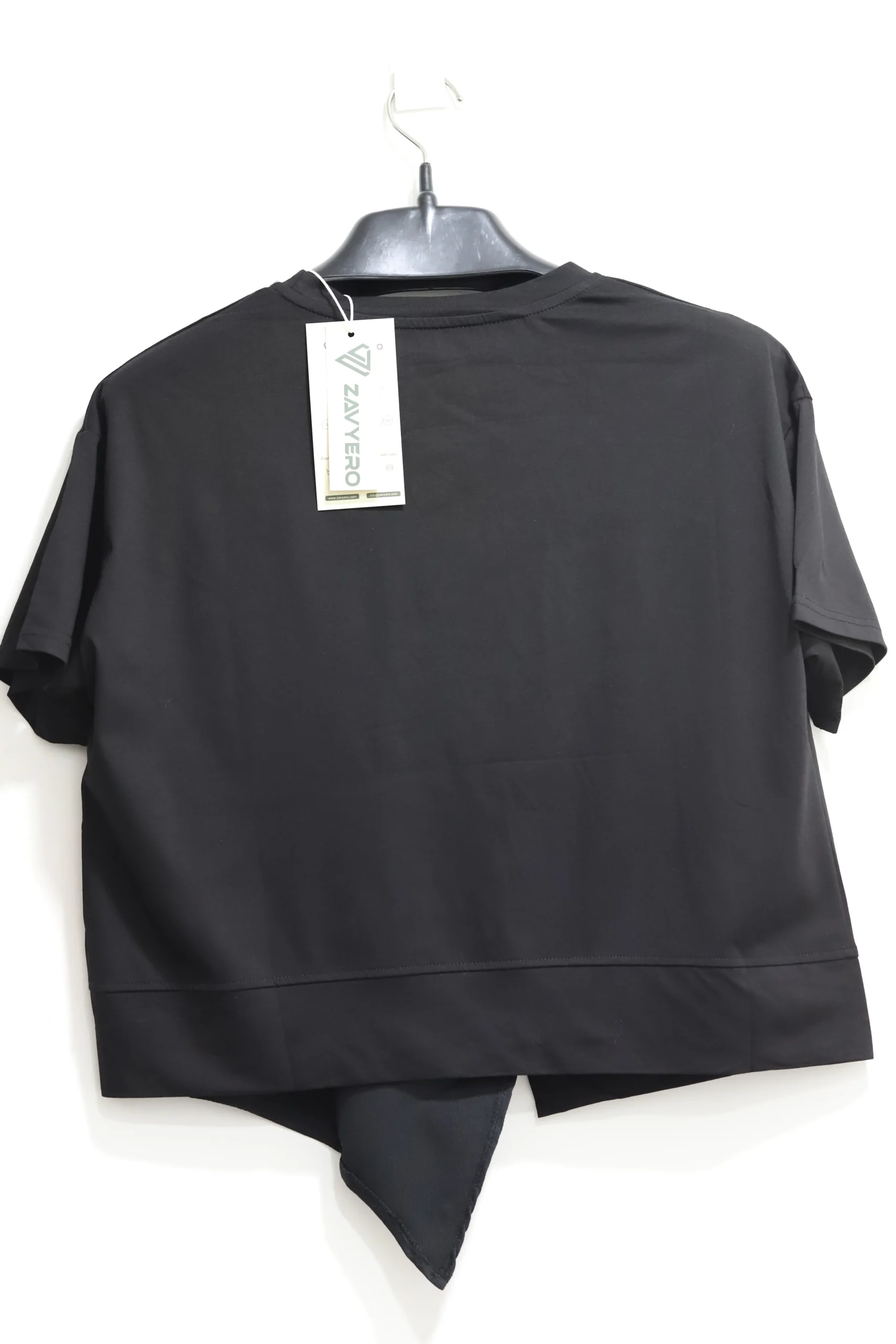 Women's Asymmetrical Blush Black Button-Front Top - Image 2