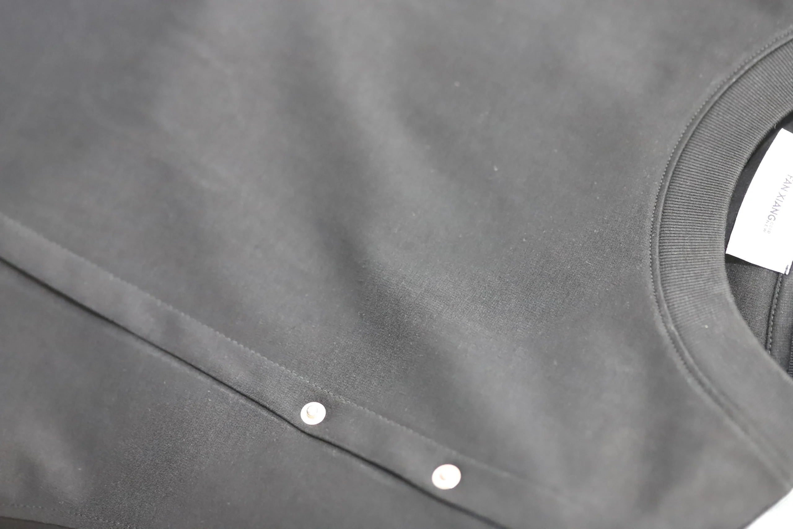 Women's Black Casual Tee with Designed Side Detail - Image 2