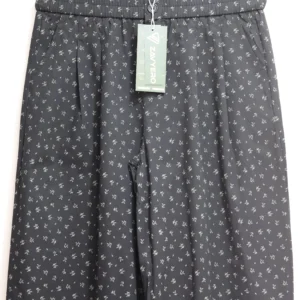 Women’s Black Comfy Cotton Pants with Grey Floral Print