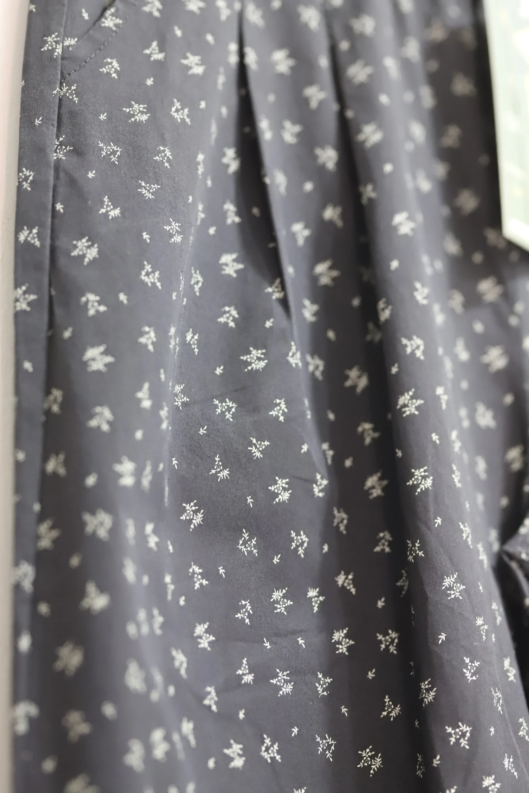 Women’s Black Comfy Cotton Pants with Grey Floral Print - Image 5