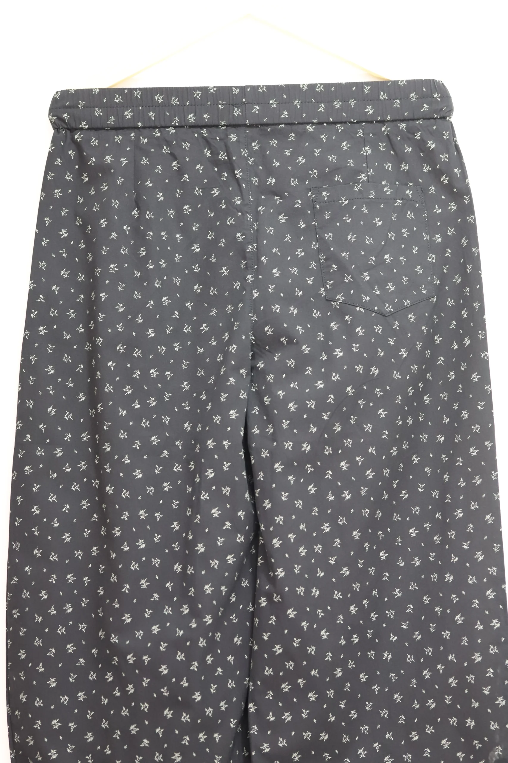 Women’s Black Comfy Cotton Pants with Grey Floral Print - Image 3