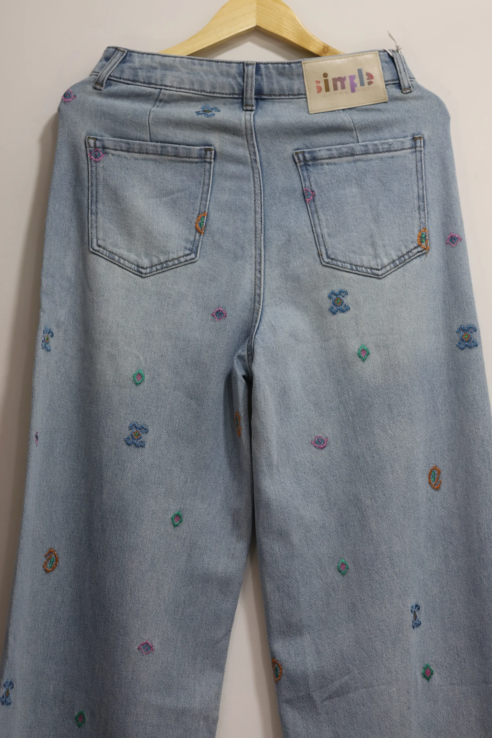 Women’s Light Blue Decorated Denim Jeans - Image 3