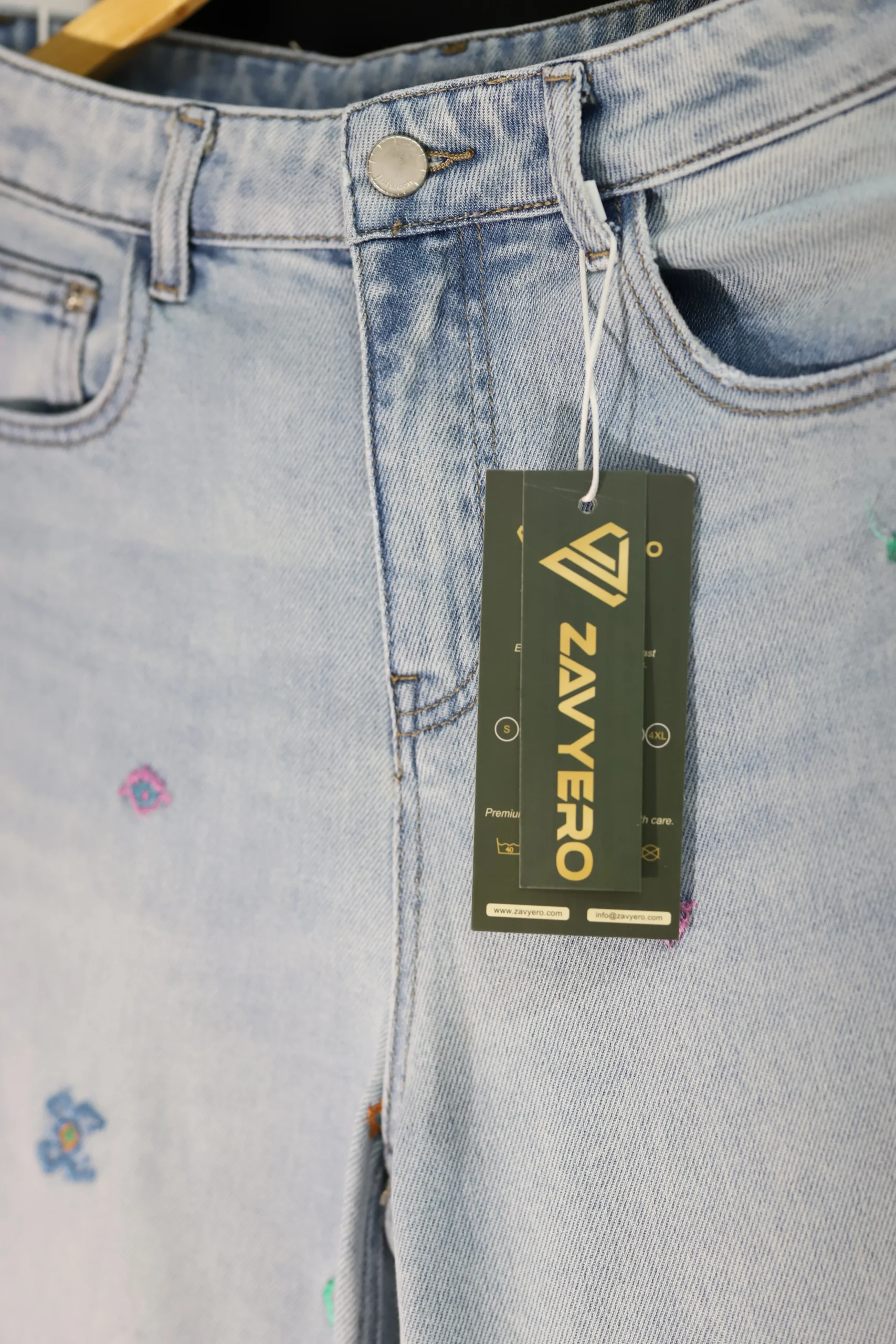 Women’s Light Blue Decorated Denim Jeans - Image 2