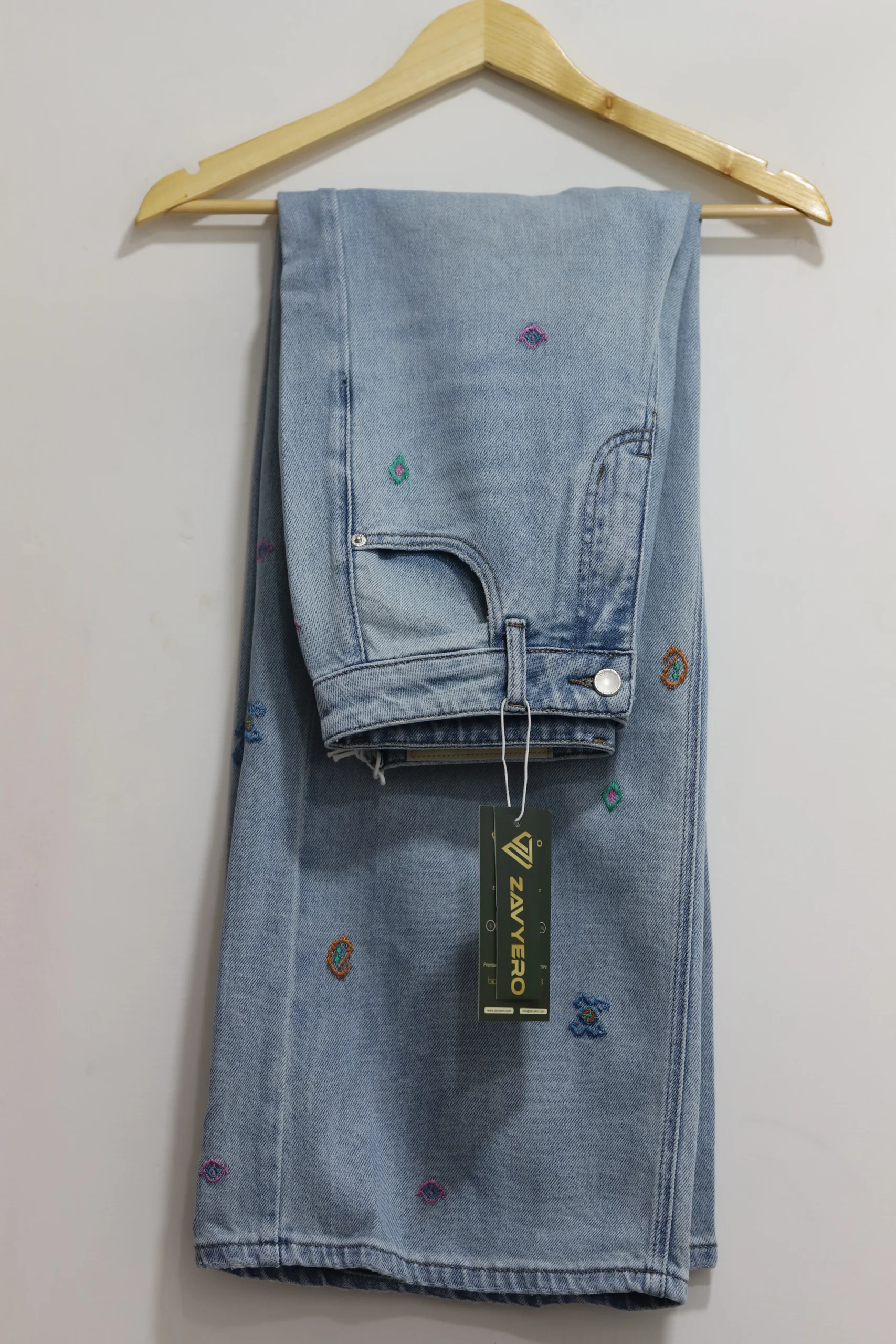 Women’s Light Blue Decorated Denim Jeans - Image 6