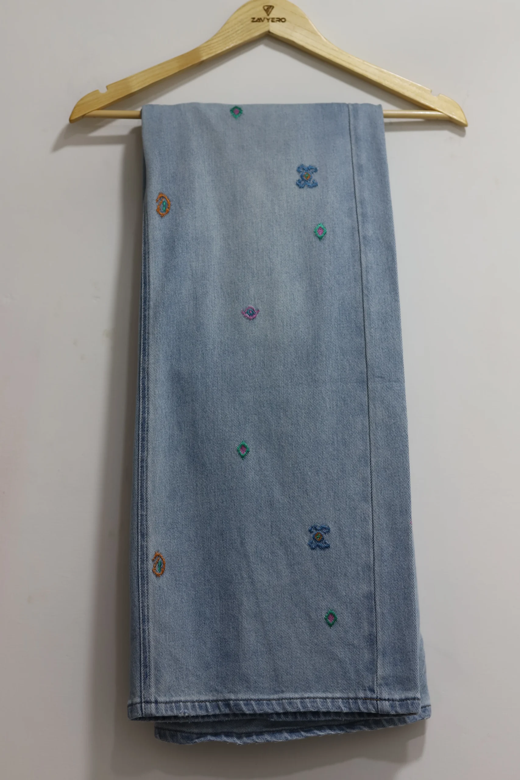 Women’s Light Blue Decorated Denim Jeans - Image 5