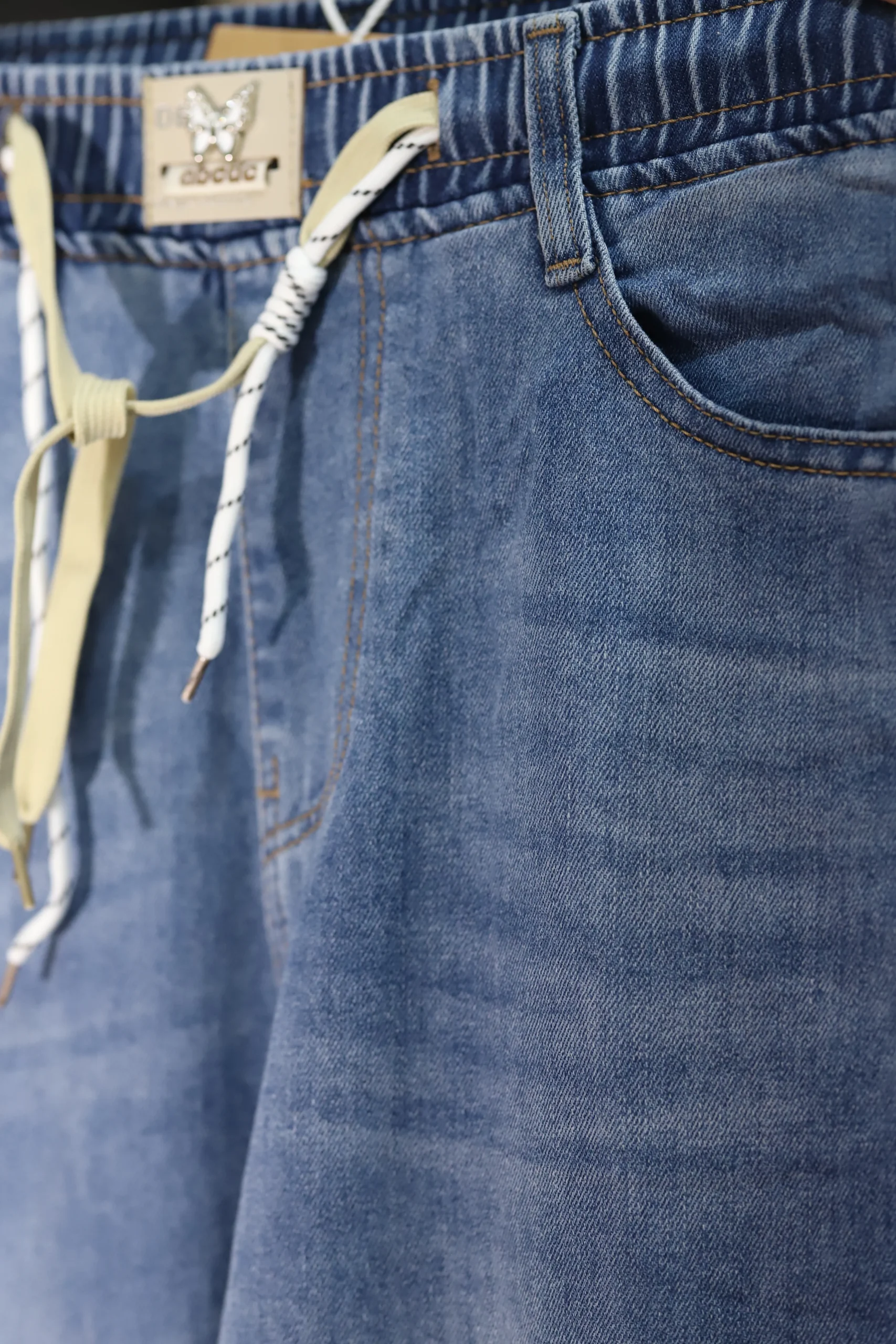 Women’s Navy Blue Flared Jeans – High-Waisted Stretch Denim Pants - Image 2