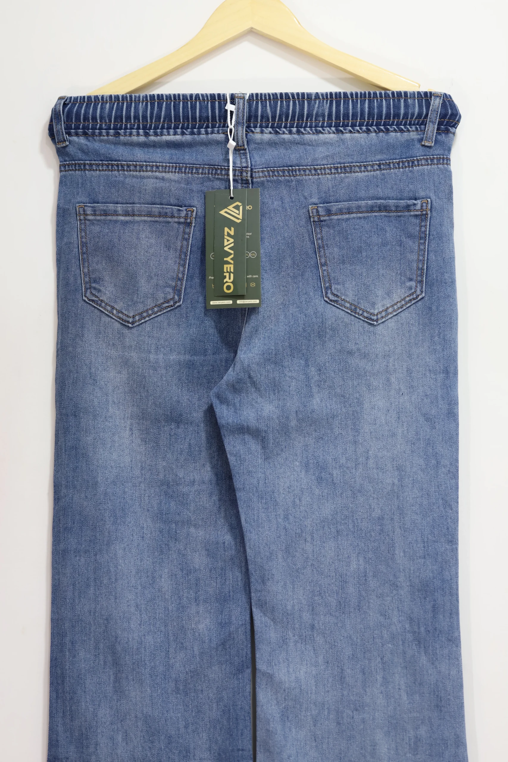 Women’s Navy Blue Flared Jeans – High-Waisted Stretch Denim Pants - Image 6