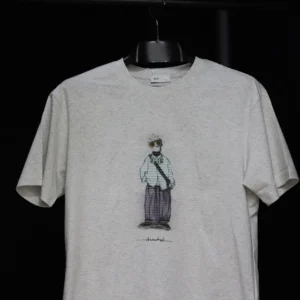 Men's Grey Casual T-Shirt with Embroidered Design