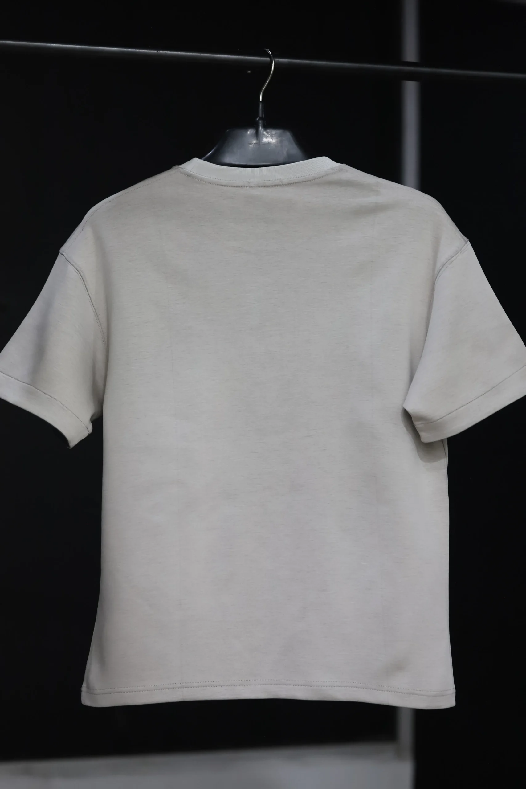 Men's Light Grey Minimalist Crew Neck T-Shirt - Image 3