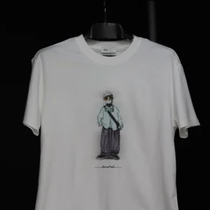 Men's White Casual T-Shirt with Embroidered Design